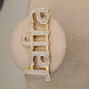 Jafra Goldtone and Rhinestone Brooch Pin